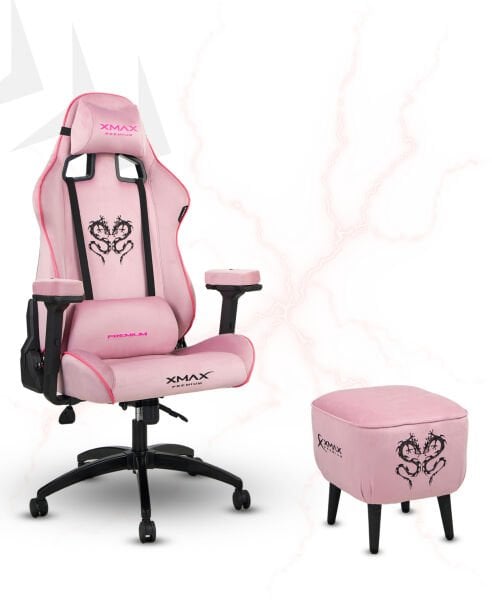 XMAX / Rio Plus Pembe Kumaş Oyuncu Koltuğu - Ayak Uzatmalı Puf - Kol Pedi 3'Ü BİR ARADA PAKET