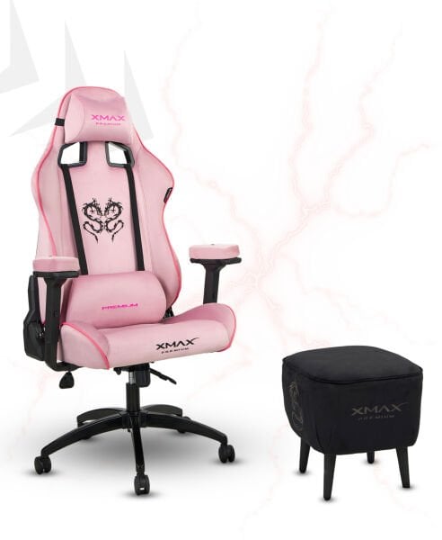 XMAX / Rio Plus Pembe Kumaş Oyuncu Koltuğu - Ayak Uzatmalı Puf - Kol Pedi 3'Ü BİR ARADA PAKET