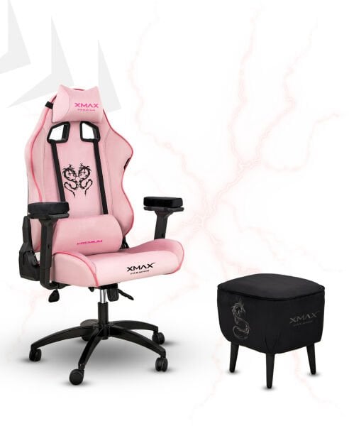 XMAX / Rio Plus Pembe Kumaş Oyuncu Koltuğu - Ayak Uzatmalı Puf - Kol Pedi 3'Ü BİR ARADA PAKET