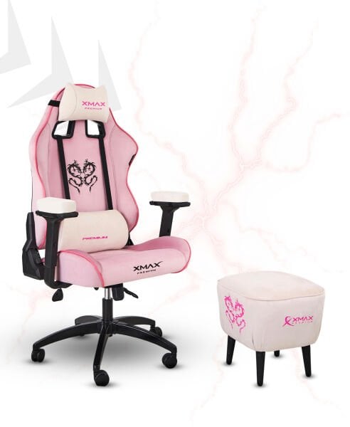 XMAX / Rio Plus Pembe Kumaş Oyuncu Koltuğu - Ayak Uzatmalı Puf - Kol Pedi 3'Ü BİR ARADA PAKET