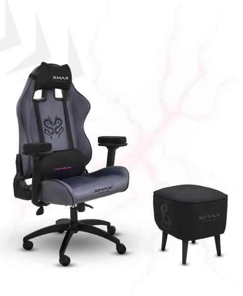 XMAX / Rio Plus Antrasit Kumaş Oyuncu Koltuğu - Ayak Uzatmalı Puf - Kol Pedi 3'Ü BİR ARADA PAKET