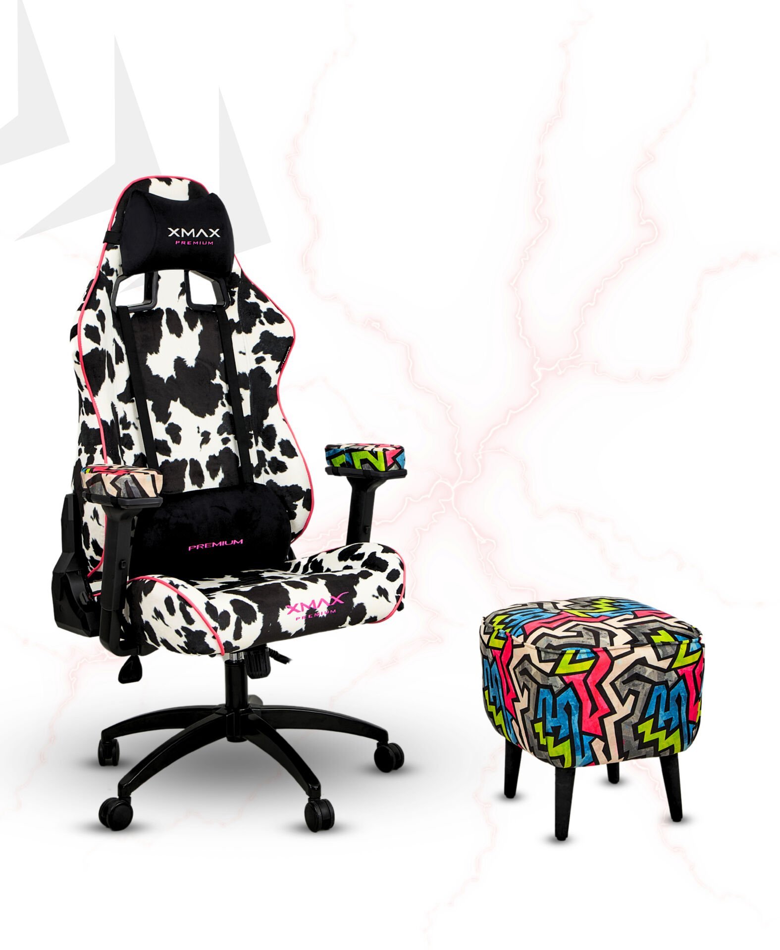 XMAX  / Rio Dalmaçyalı Kumaş Oyuncu Koltuğu - Ayak Uzatmalı Puf - Kol Pedi 3'Ü BİR ARADA PAKET