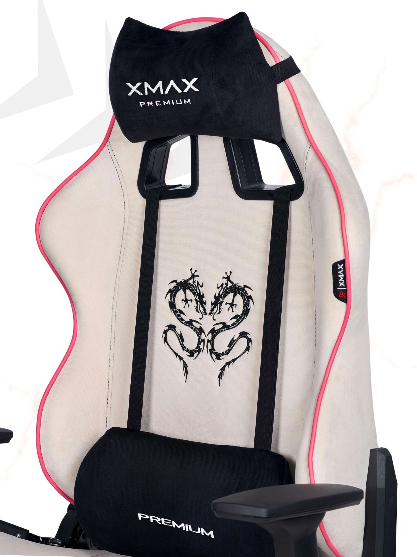 XMAX / Rio Balerion Terletmez Kadife Kumaş Beyaz Gaming Oyuncu Koltuğu / 120 Kg Taşır