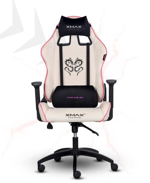 XMAX / Rio Balerion Terletmez Kadife Kumaş Beyaz Gaming Oyuncu Koltuğu / 120 Kg Taşır