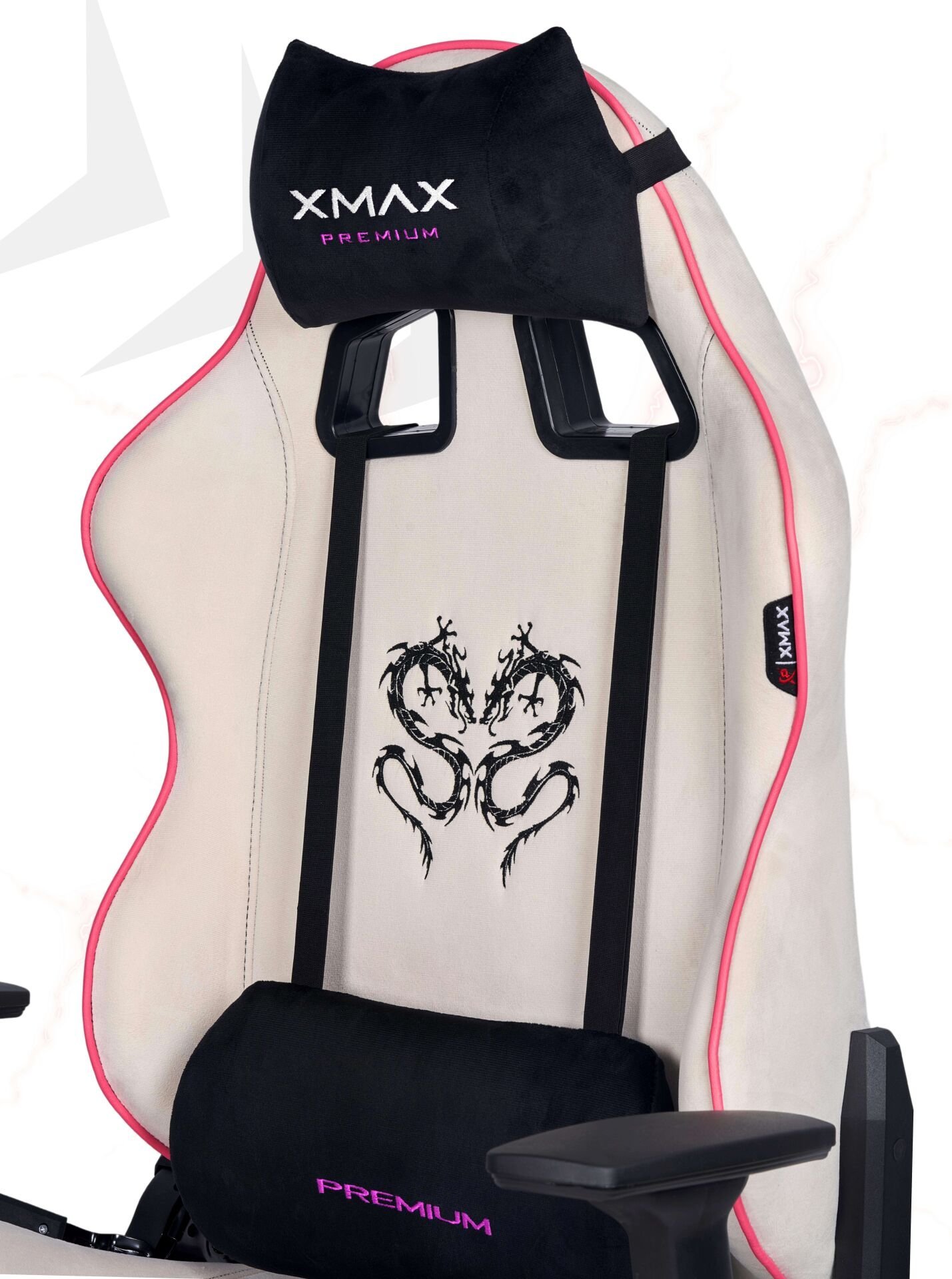 XMAX / Rio Balerion Terletmez Kadife Kumaş Beyaz Gaming Oyuncu Koltuğu / 120 Kg Taşır