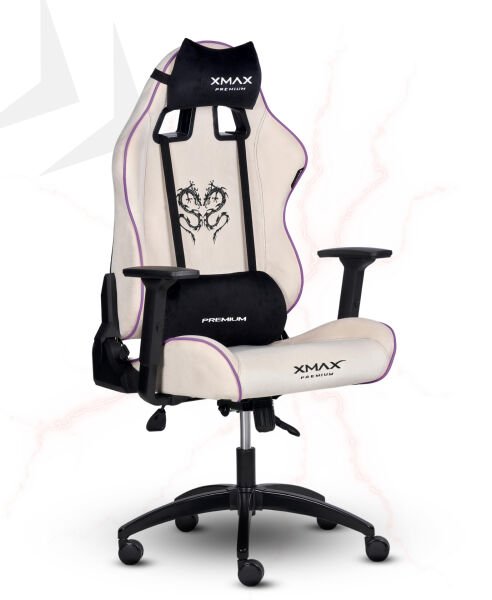 XMAX / Rio Balerion Terletmez Kadife Kumaş Beyaz Gaming Oyuncu Koltuğu / 120 Kg Taşır
