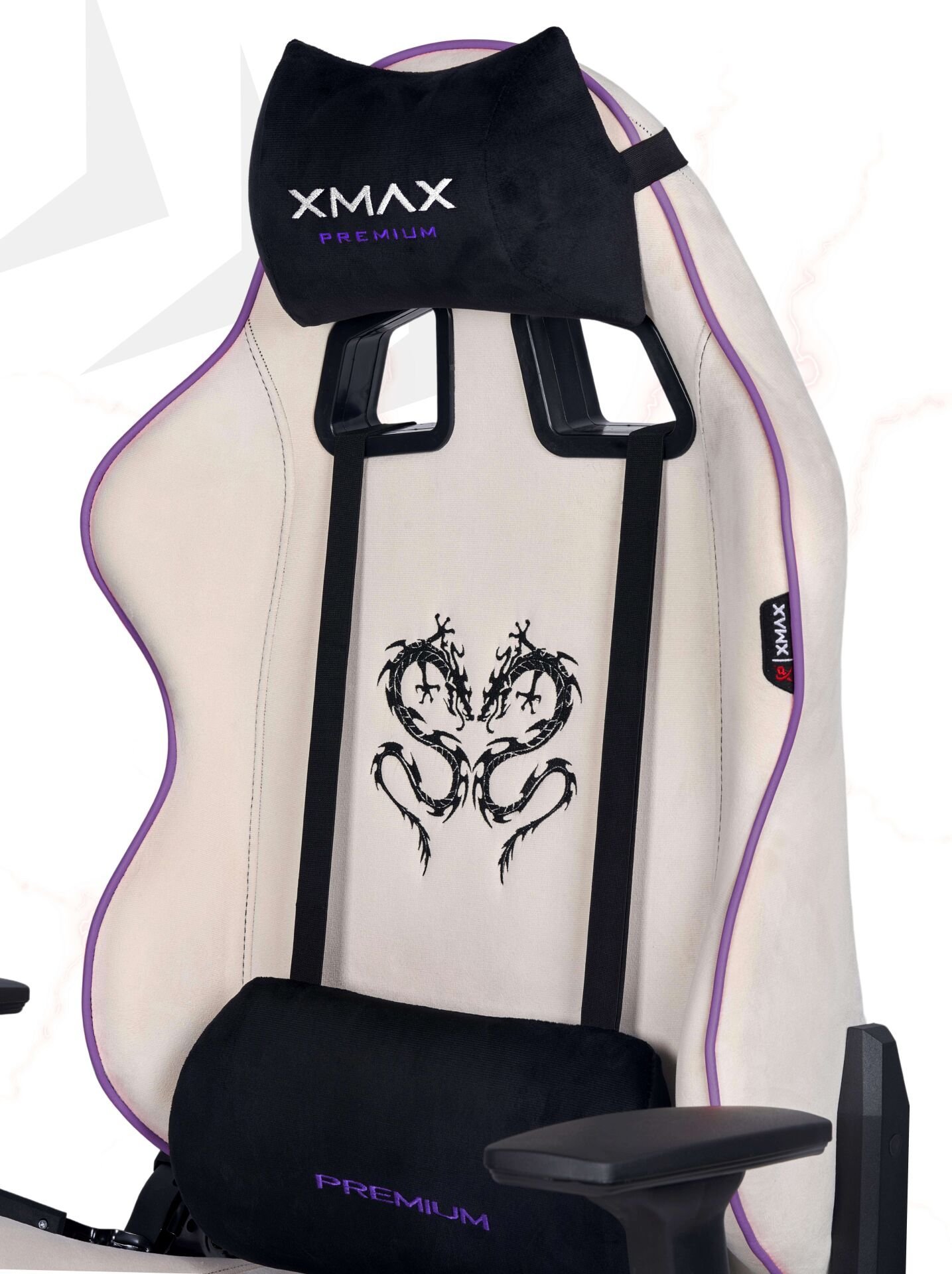 XMAX / Rio Balerion Terletmez Kadife Kumaş Beyaz Gaming Oyuncu Koltuğu / 120 Kg Taşır