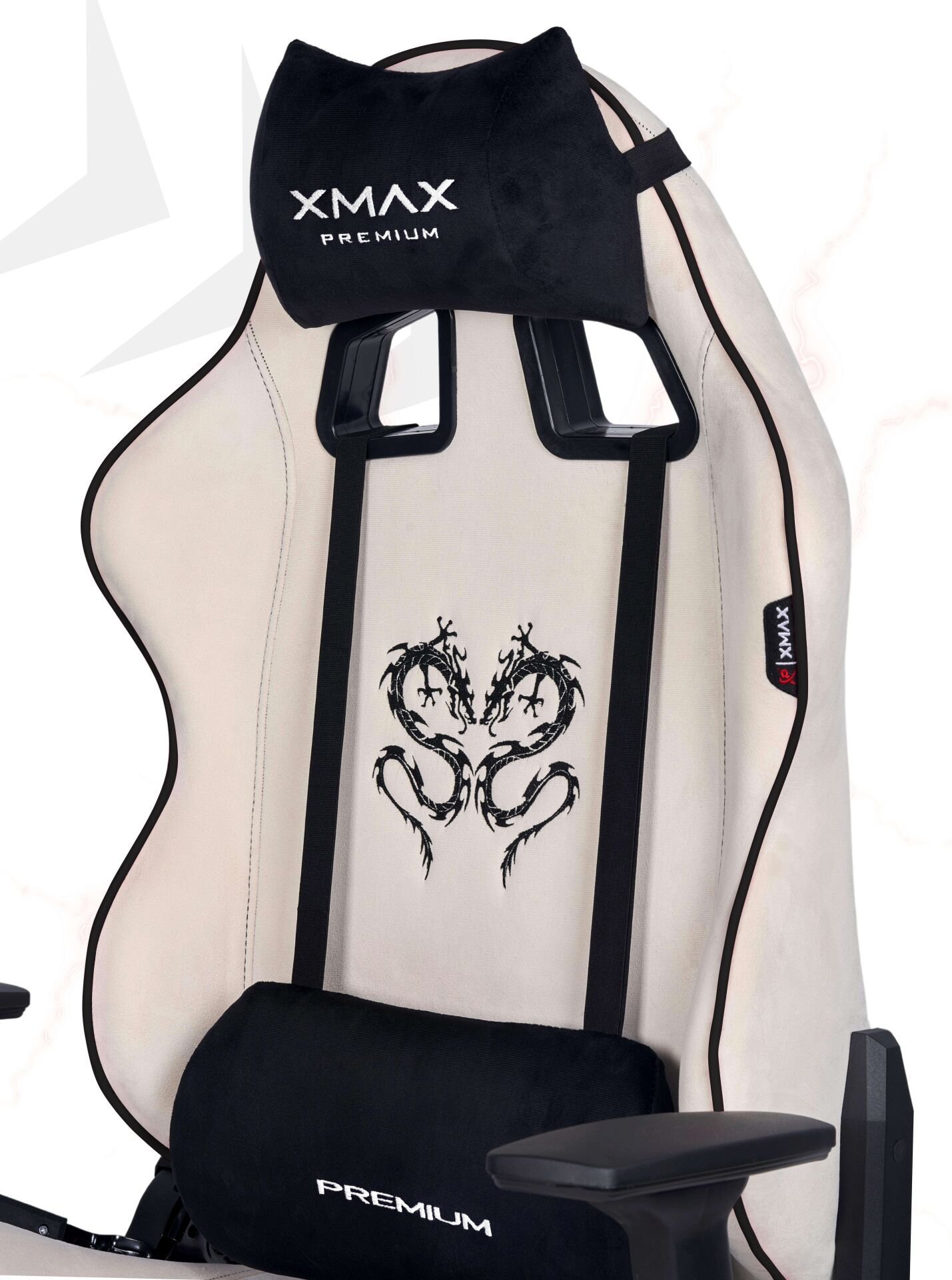 XMAX / Rio Balerion Terletmez Kadife Kumaş Beyaz Gaming Oyuncu Koltuğu / 120 Kg Taşır