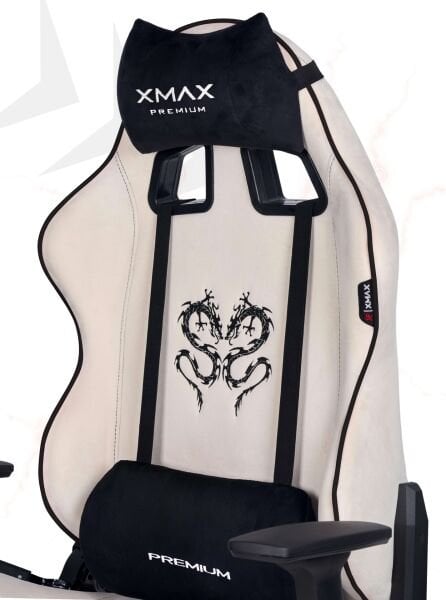 XMAX / Rio Balerion Terletmez Kadife Kumaş Beyaz Gaming Oyuncu Koltuğu / 120 Kg Taşır