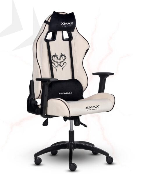 XMAX / Rio Balerion Terletmez Kadife Kumaş Beyaz Gaming Oyuncu Koltuğu / 120 Kg Taşır