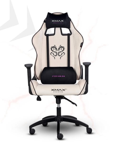 XMAX / Rio Balerion Terletmez Kadife Kumaş Beyaz Gaming Oyuncu Koltuğu / 120 Kg Taşır