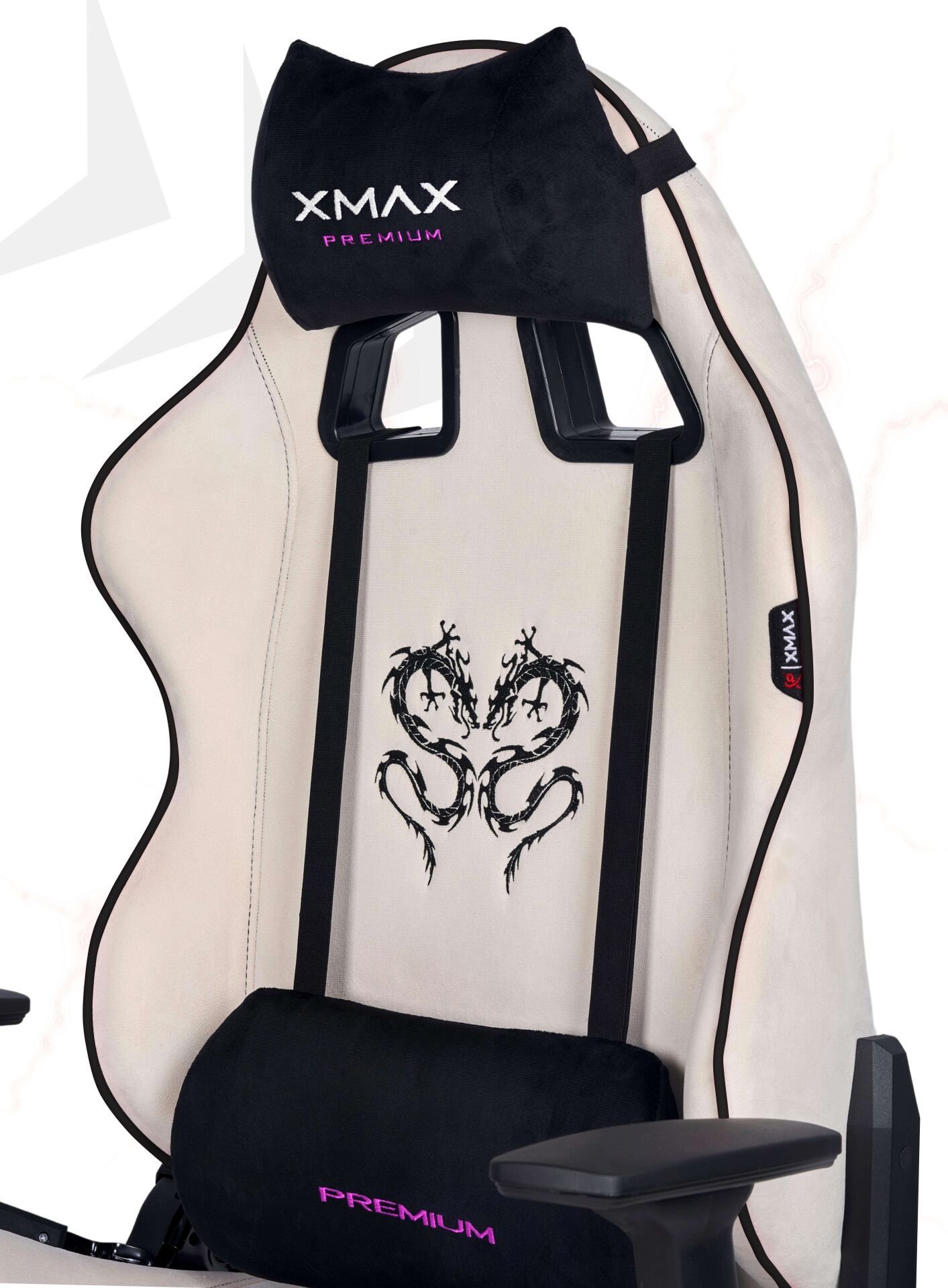 XMAX / Rio Balerion Terletmez Kadife Kumaş Beyaz Gaming Oyuncu Koltuğu / 120 Kg Taşır