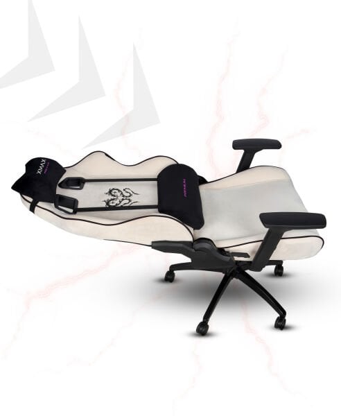 XMAX / Rio Balerion Terletmez Kadife Kumaş Beyaz Gaming Oyuncu Koltuğu / 120 Kg Taşır