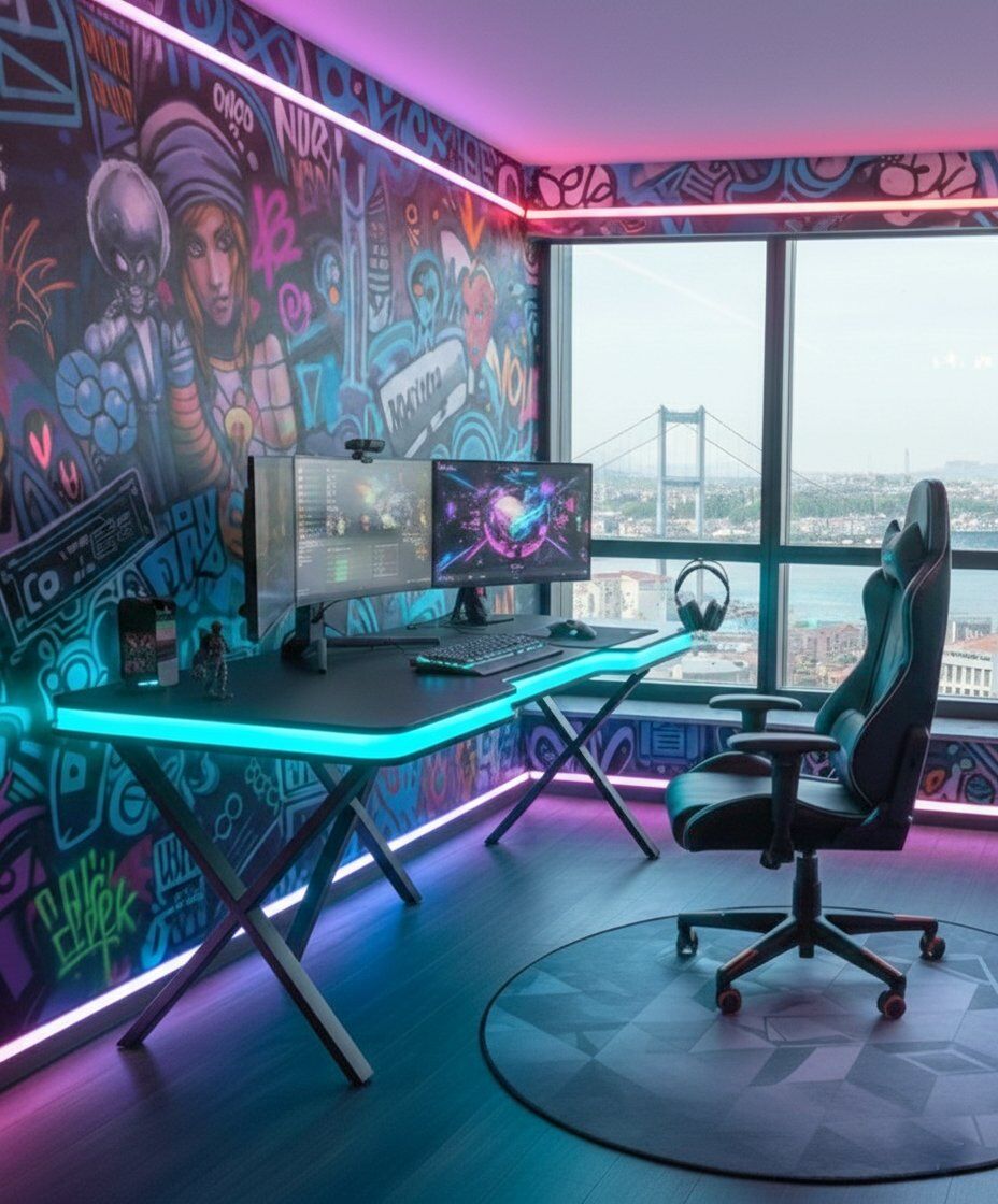 XMAX Zyra 160x80cm Işıklı Siyah MDF Çalışma Yada Oyun Masası