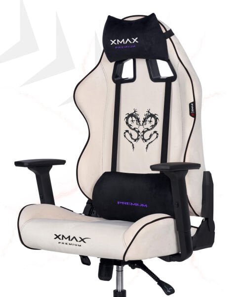 XMAX / Rio Balerion Terletmez Kadife Kumaş Beyaz Gaming Oyuncu Koltuğu / 120 Kg Taşır