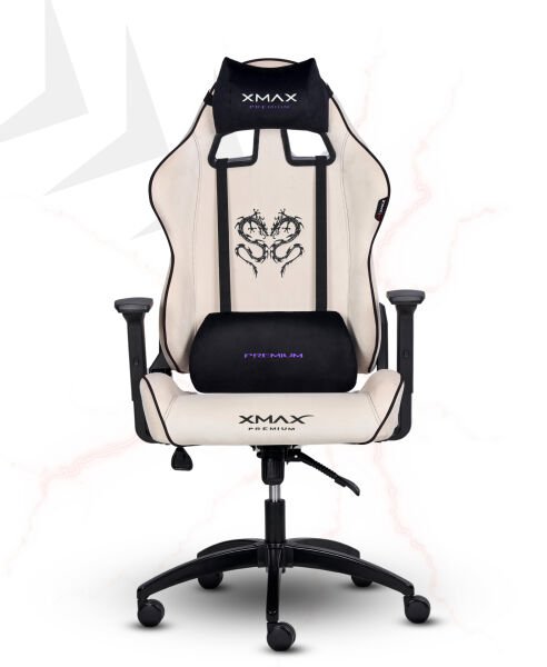 XMAX / Rio Balerion Terletmez Kadife Kumaş Beyaz Gaming Oyuncu Koltuğu / 120 Kg Taşır