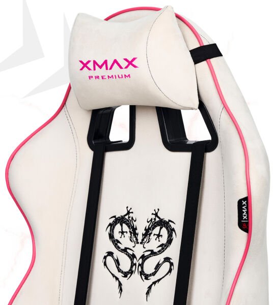 XMAX / Rio Balerion Terletmez Kadife Kumaş Beyaz Gaming Oyuncu Koltuğu / 120 Kg Taşır