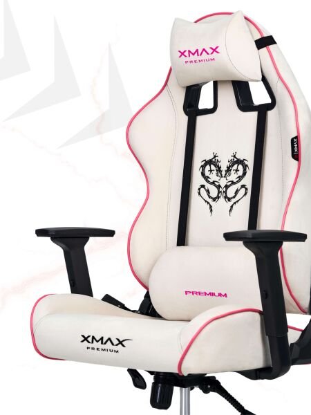 XMAX / Rio Balerion Terletmez Kadife Kumaş Beyaz Gaming Oyuncu Koltuğu / 120 Kg Taşır