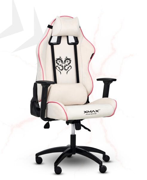 XMAX NO NAME / Rio Balerion Terletmez Kadife Kumaş Beyaz Gaming Oyuncu Koltuğu / 120 Kg Taşır