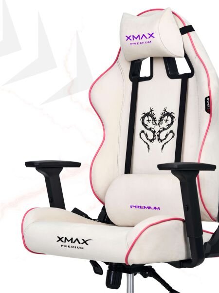 XMAX / Rio Balerion Terletmez Kadife Kumaş Beyaz Gaming Oyuncu Koltuğu / 120 Kg Taşır