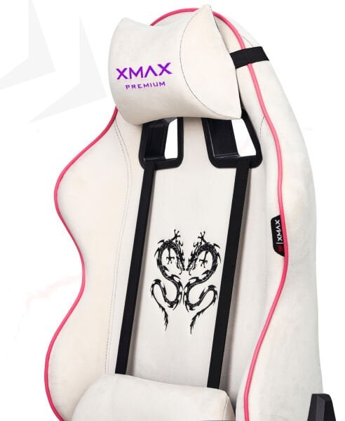 XMAX / Rio Balerion Terletmez Kadife Kumaş Beyaz Gaming Oyuncu Koltuğu / 120 Kg Taşır