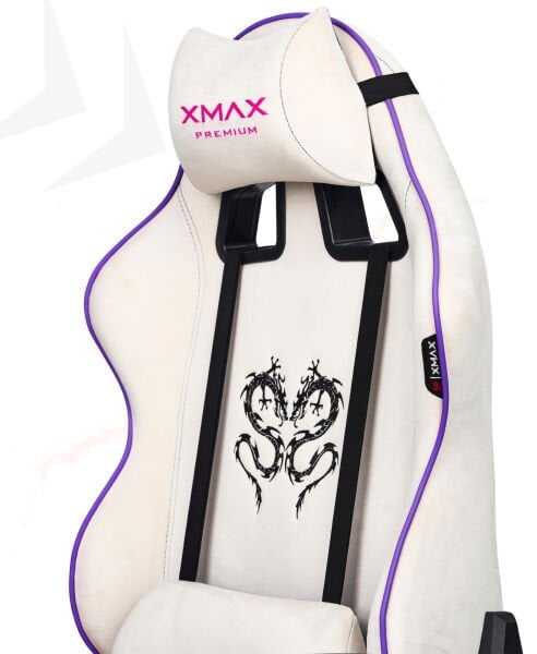 XMAX / Rio Balerion Terletmez Kadife Kumaş Beyaz Gaming Oyuncu Koltuğu / 120 Kg Taşır