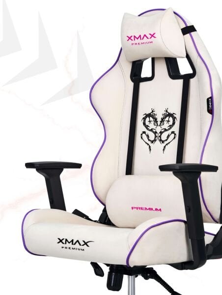 XMAX / Rio Balerion Terletmez Kadife Kumaş Beyaz Gaming Oyuncu Koltuğu / 120 Kg Taşır
