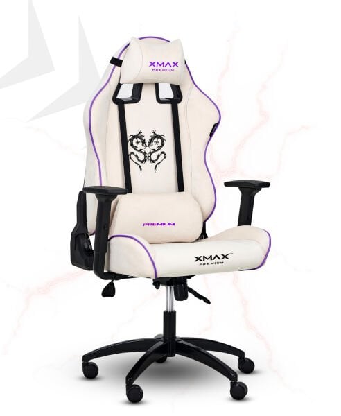 XMAX / Rio Balerion Terletmez Kadife Kumaş Beyaz Gaming Oyuncu Koltuğu / 120 Kg Taşır