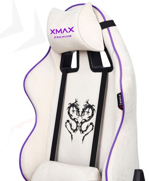 XMAX / Rio Balerion Terletmez Kadife Kumaş Beyaz Gaming Oyuncu Koltuğu / 120 Kg Taşır