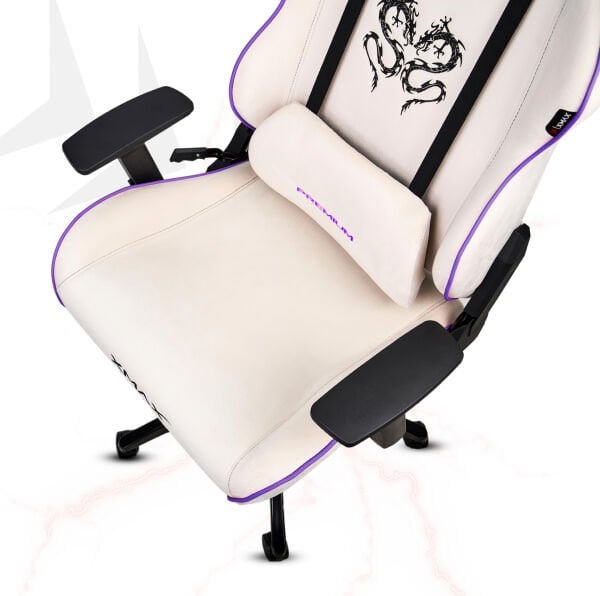 XMAX / Rio Balerion Terletmez Kadife Kumaş Beyaz Gaming Oyuncu Koltuğu / 120 Kg Taşır