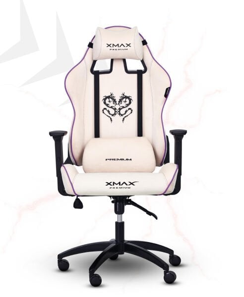 XMAX / Rio Balerion Terletmez Kadife Kumaş Beyaz Gaming Oyuncu Koltuğu / 120 Kg Taşır