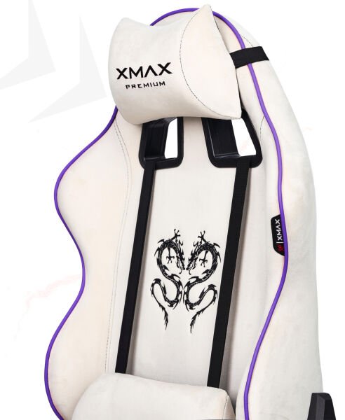 XMAX / Rio Balerion Terletmez Kadife Kumaş Beyaz Gaming Oyuncu Koltuğu / 120 Kg Taşır