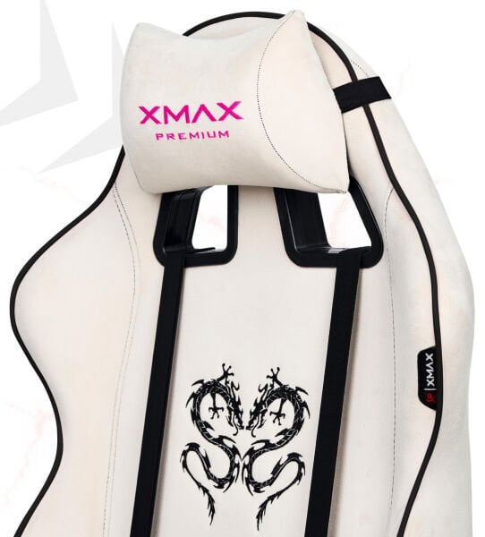 XMAX / Rio Balerion Terletmez Kadife Kumaş Beyaz Gaming Oyuncu Koltuğu / 120 Kg Taşır