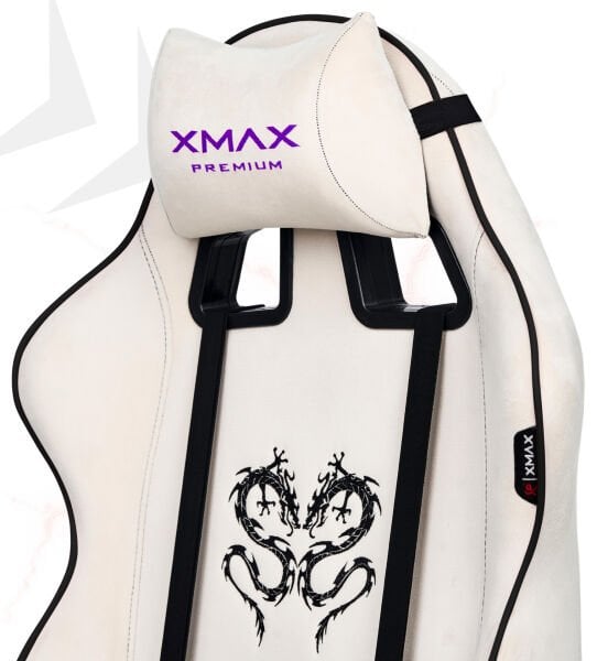 XMAX / Rio Balerion Terletmez Kadife Kumaş Beyaz Gaming Oyuncu Koltuğu / 120 Kg Taşır