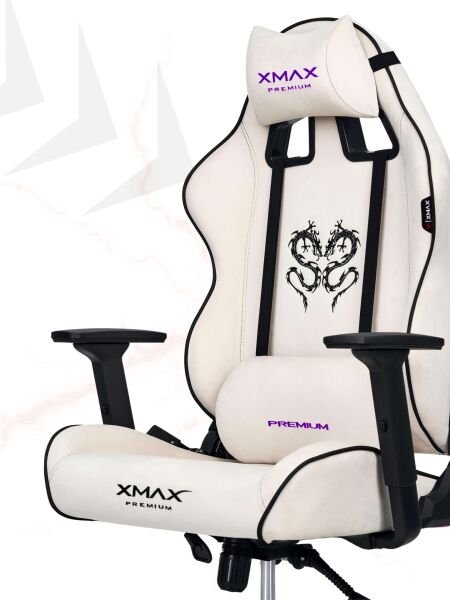 XMAX / Rio Balerion Terletmez Kadife Kumaş Beyaz Gaming Oyuncu Koltuğu / 120 Kg Taşır