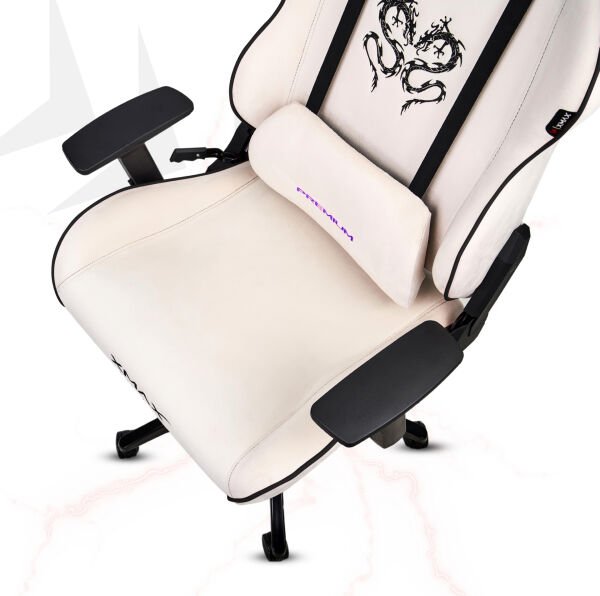 XMAX / Rio Balerion Terletmez Kadife Kumaş Beyaz Gaming Oyuncu Koltuğu / 120 Kg Taşır