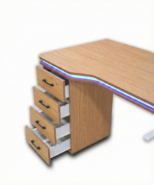 XMAX Zyra 140x80cm Işıklı MDF Çalışma Yada Oyun Masası Renk: Başak Meşe