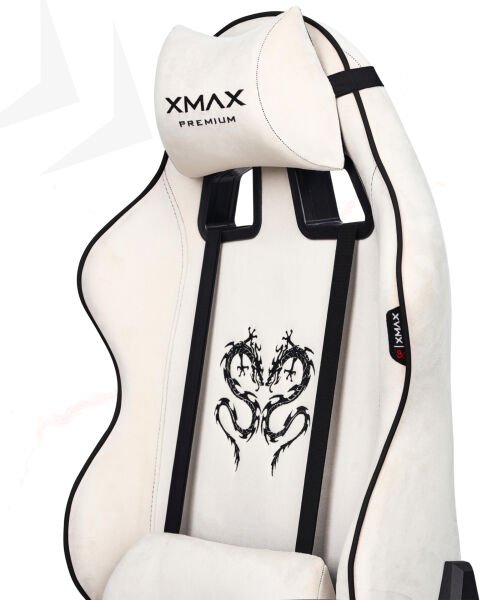 XMAX / Rio Balerion Terletmez Kadife Kumaş Beyaz Gaming Oyuncu Koltuğu / 120 Kg Taşır