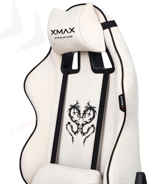 XMAX / Rio Balerion Terletmez Kadife Kumaş Beyaz Gaming Oyuncu Koltuğu / 120 Kg Taşır