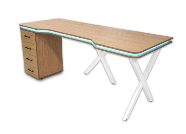 XMAX Zyra 160x80cm Işıklı MDF Çalışma Yada Oyun Masası Renk: Başak Meşe