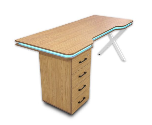 XMAX Zyra 200x80cm Işıklı MDF Çalışma Yada Oyun Masası Renk: Başak Meşe