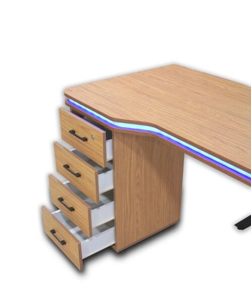 XMAX Zyra 140x80cm Işıklı MDF Çalışma Yada Oyun Masası Renk: Başak Meşe