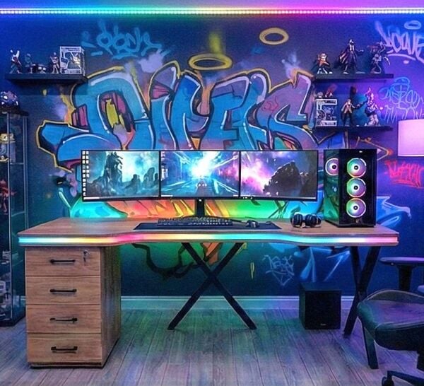 XMAX Zyra 180x80cm Işıklı MDF Çalışma Yada Oyun Masası Renk: Başak Meşe