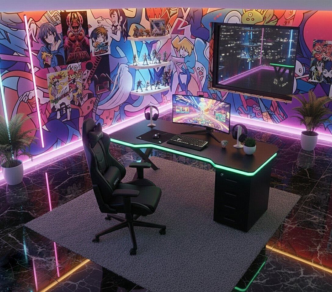 XMAX Zyra 140x80cm Işıklı Çekmeceli Siyah MDF Çalışma Yada Oyun Masası