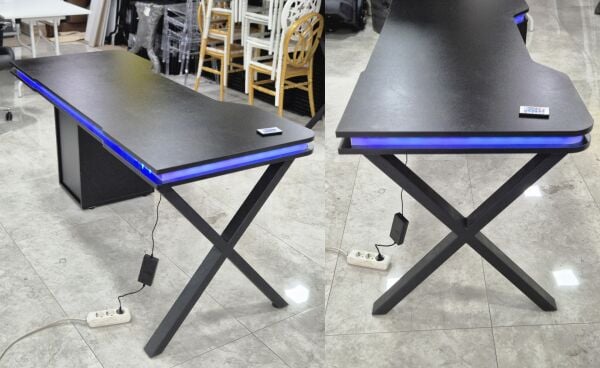 XMAX Zyra 140x80cm Işıklı Çekmeceli Siyah MDF Çalışma Yada Oyun Masası