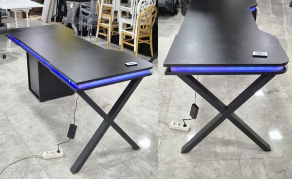 XMAX Zyra 180x80cm Işıklı Çekmeceli Siyah MDF Çalışma Yada Oyun Masası