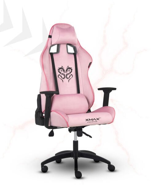 XMAX NO NAME / Rio Plus Balerion Terletmez Kadife Kumaş Pembe Gaming Oyuncu Koltuğu / 120 Kg Taşır