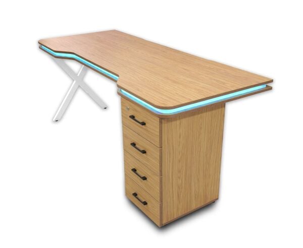 XMAX Zyra 200x80cm Işıklı MDF Çalışma Yada Oyun Masası Renk: Başak Meşe