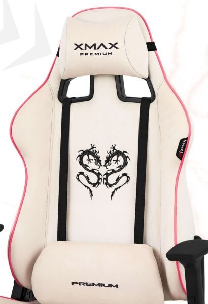 XMAX / Rio Plus Balerion Terletmez Kadife Kumaş Beyaz Gaming Oyuncu Koltuğu / 120 Kg Taşır