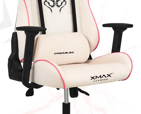 XMAX / Rio Plus Balerion Terletmez Kadife Kumaş Beyaz Gaming Oyuncu Koltuğu / 120 Kg Taşır